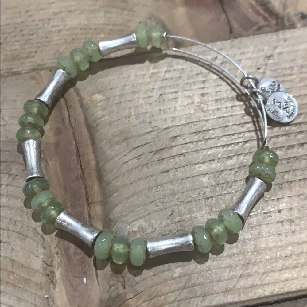 Alex and Ani silver and green bracelet